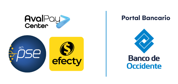 Logos de AvalPay, PSE, Efecty y el Banco de Occidente