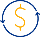 Icono signo pesos con flechas circulares