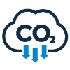 Icono reducción en generación de emisiones de CO2