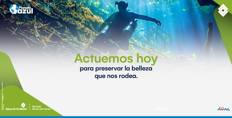 Paisaje tomado por planeta azul del banco de occidente
